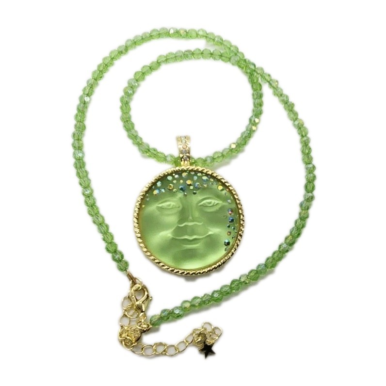 Kirks Folly Goddess Moon Foldover Magnetic Pendant Necklace Set 35mm Green GT #2