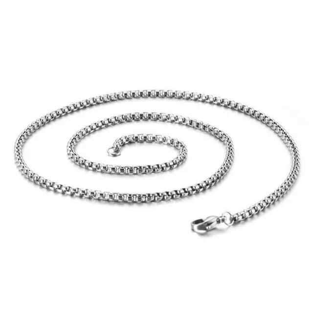 Stainles Steel Box Chain Necklace Men, Women Size 21.5″
