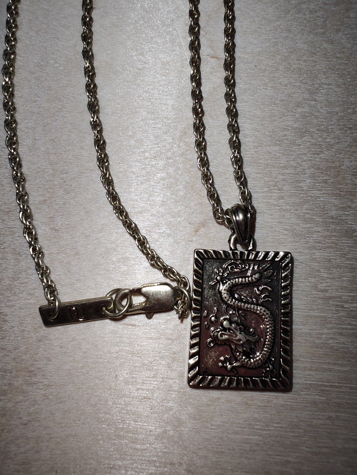 Debenhams Dragon Gold Tone Rectangle Necklace Pendant