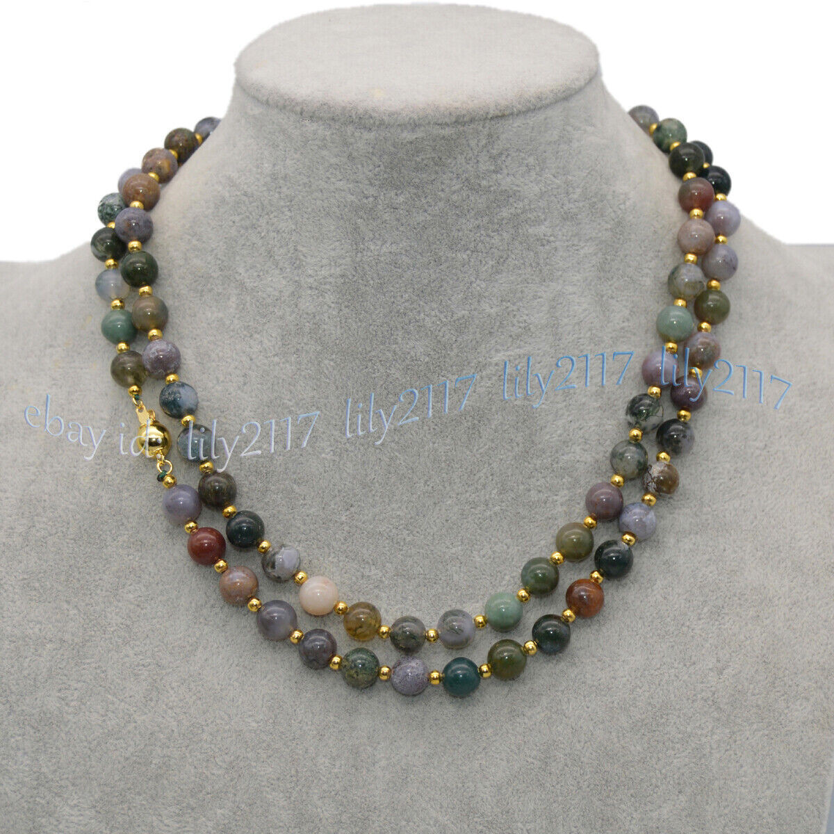 Multicolor India Agate Onyx Gemstone Round Beads Necklace 14-48 inches 6-14mm