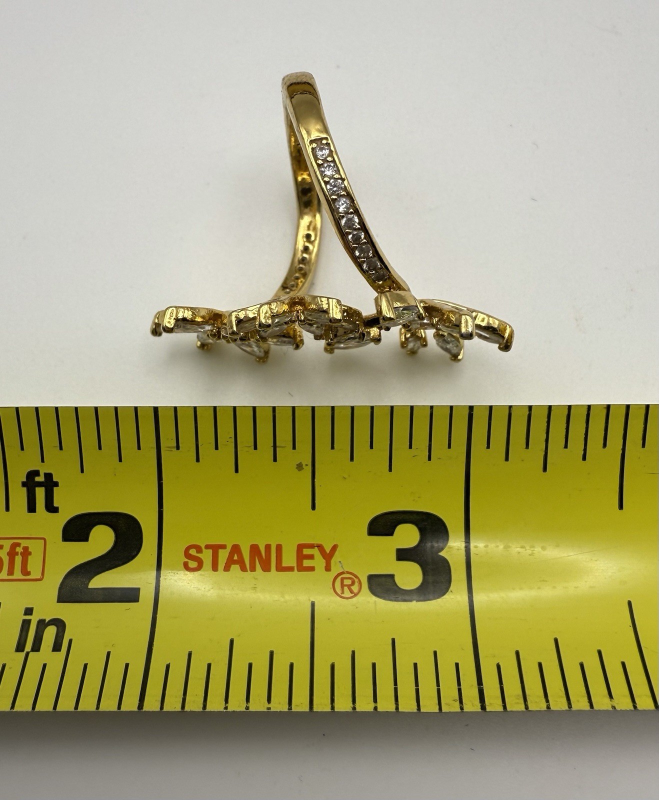 Kate Spade Gold Firework Flower Wrap Ring Size 6 CZ Statement