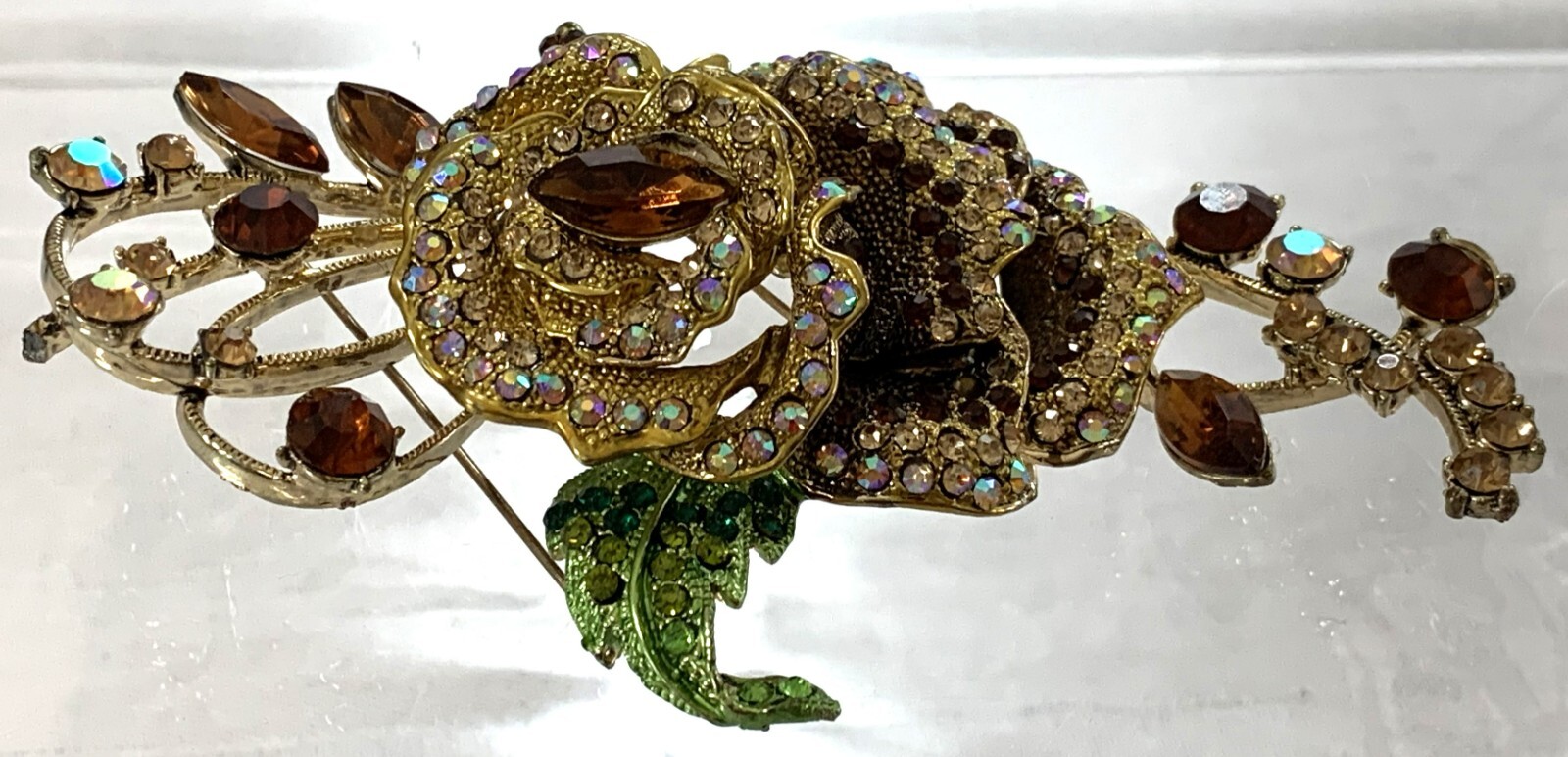 Beautiful LARGE Rhinestone Brooch (4.5″ x 3″)