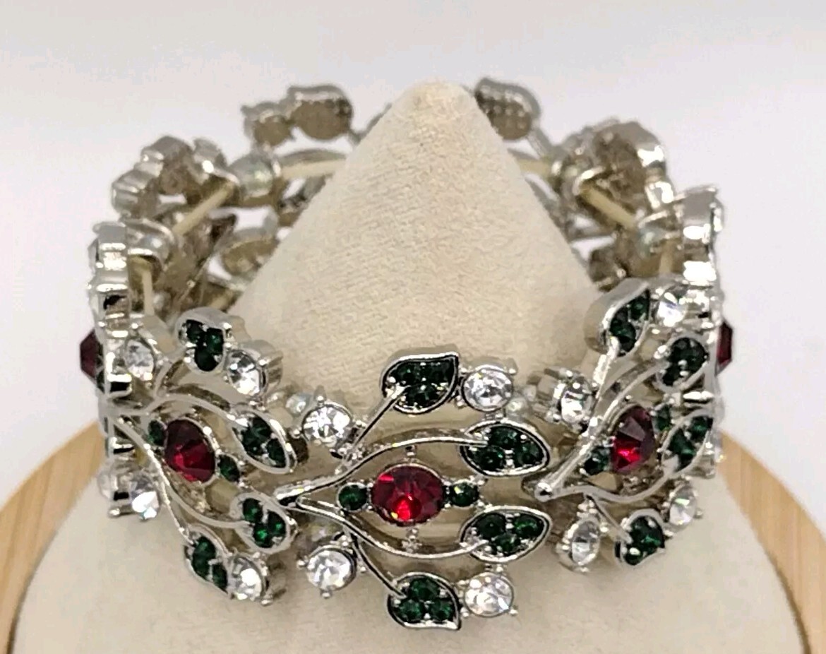 The Danbury Mint Stretch Bracelet ~ The Cherry Blossom ~ Pink, Purple & White
