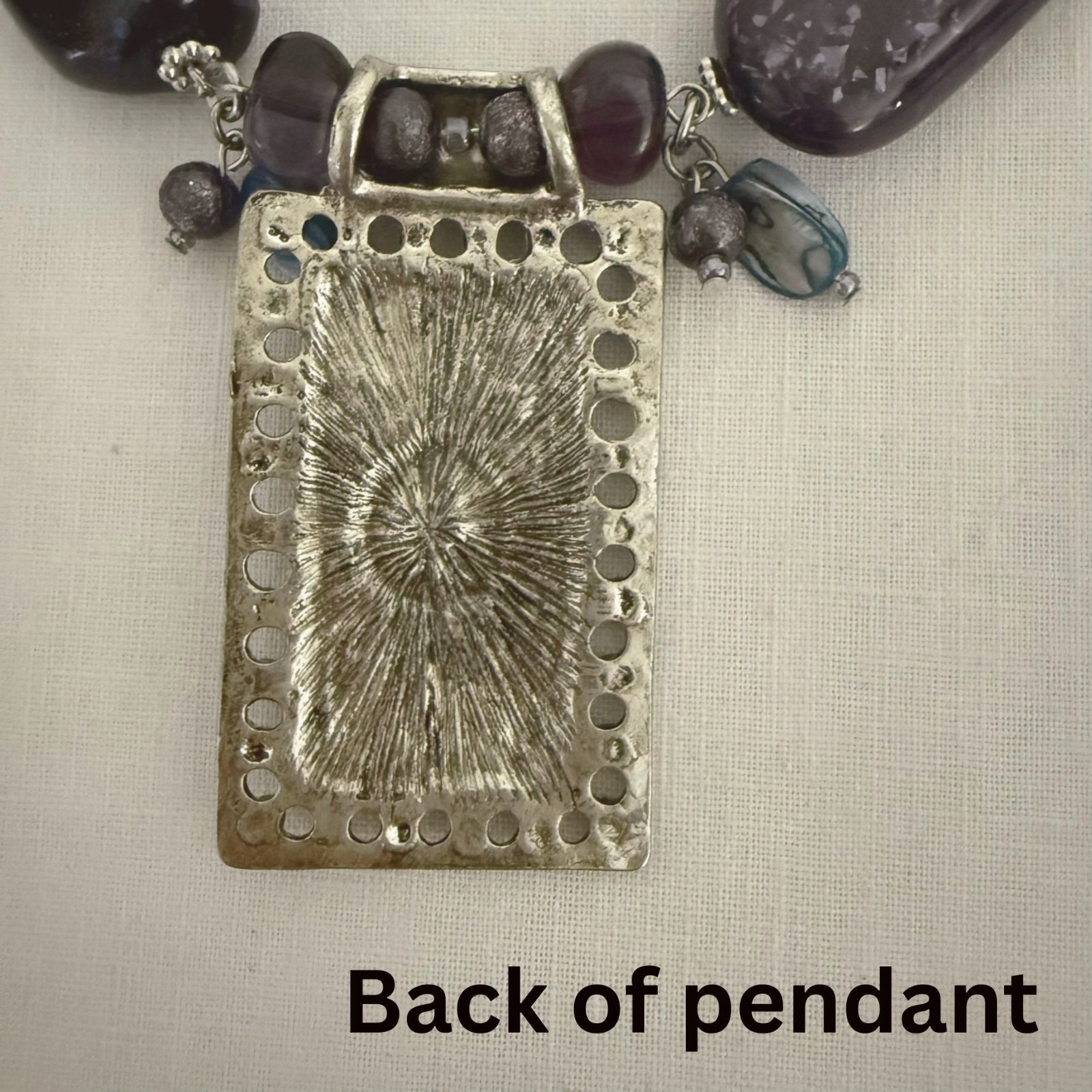 Drapers & Damons Architectural Statement Necklace Blue Stone Silver Pendant