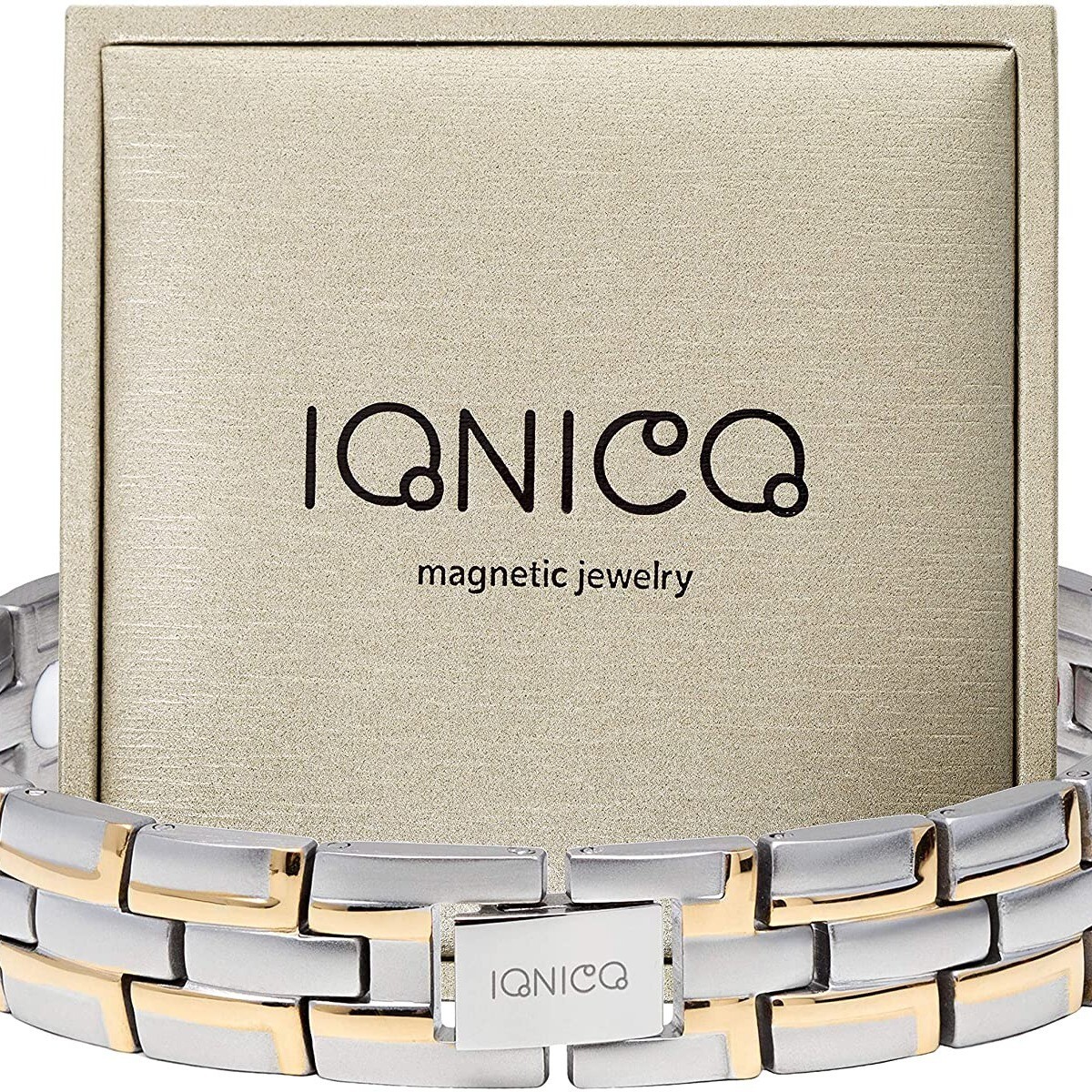 IONICO Stylish Magnetic Therapy Bracelet for Men and Women (Silver-Gold)