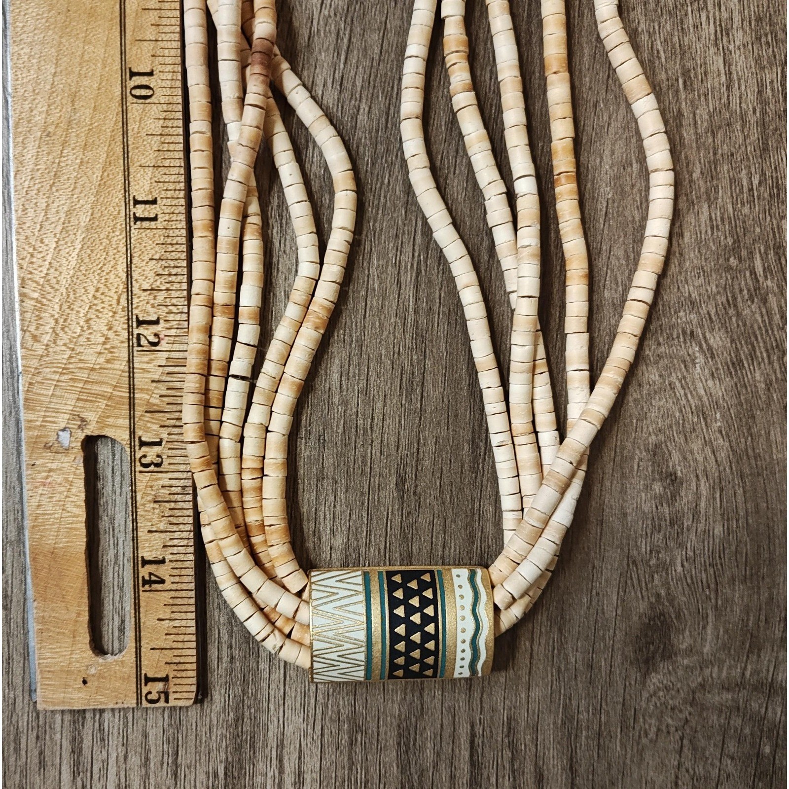 Vintage Laurel Burch Umbia Necklace Earrings Set Tribal Geometric Multi Strand