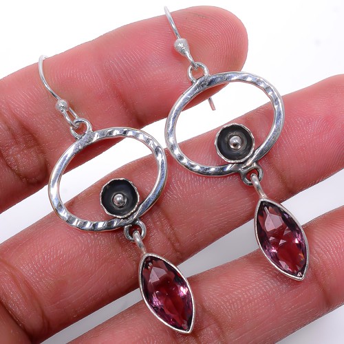 Pink Amethyst Pink Amethyst 925 Silver Bali Earring 2.18″ F2511