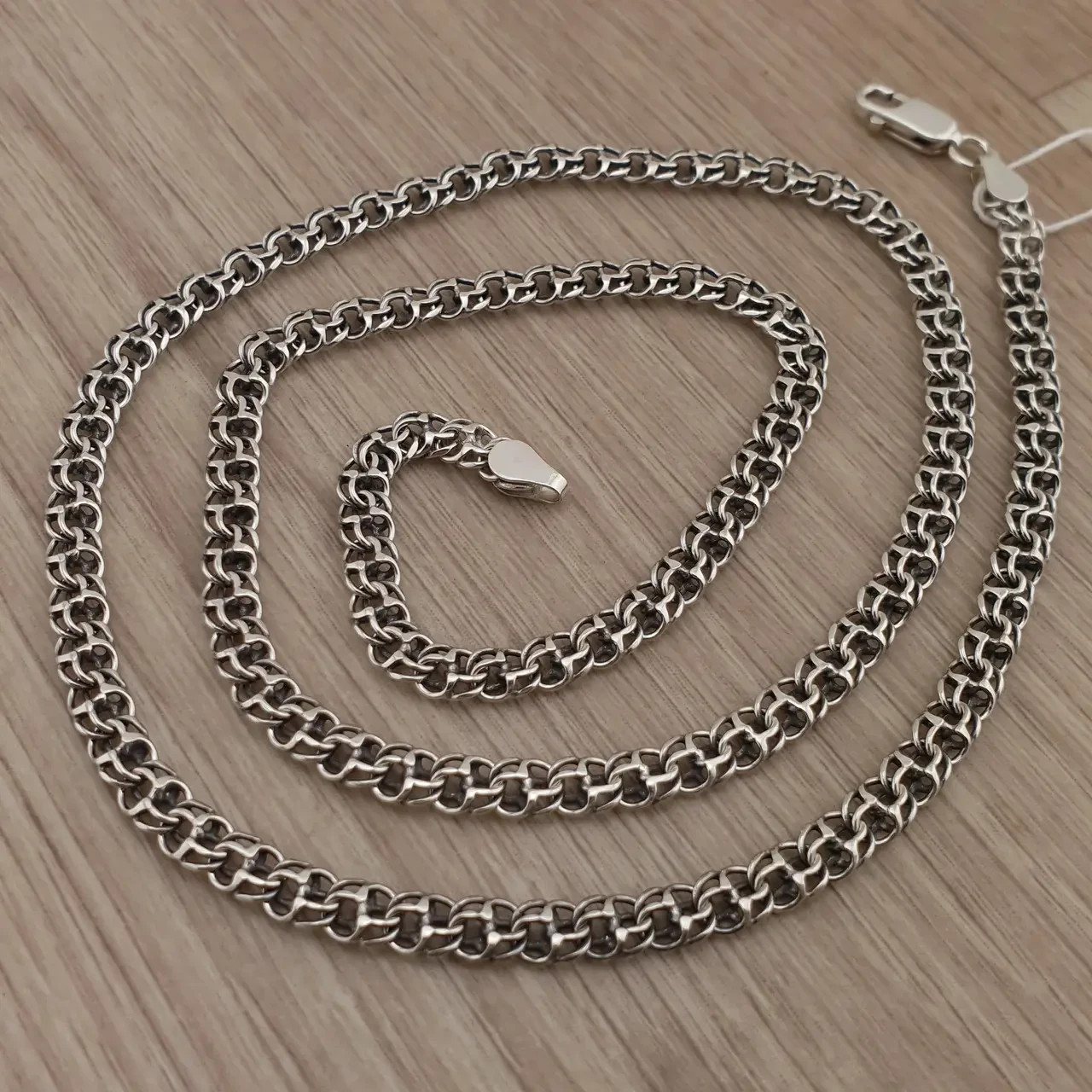 New Men’s Ukrainian Bismarck Chain Necklace 925 Sterling Silver Blackened 50cm