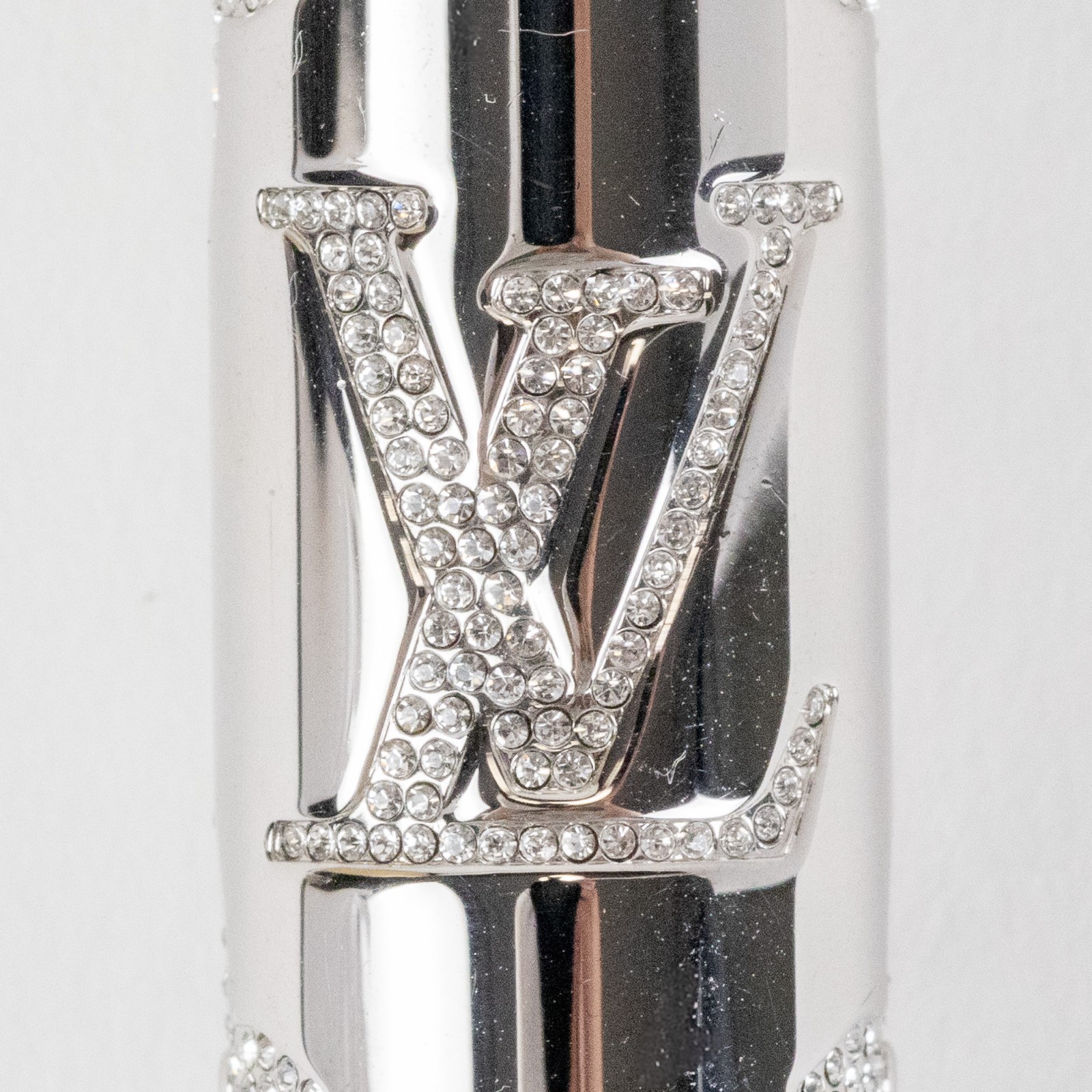 Louis Vuitton Monogram Strass Pill Case Pendant M68248 Silver Plate LV Auth Men