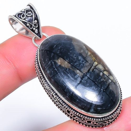 Natural Picasso Jasper Gemstone 925 Silver Plated Jewelry Pendant 2.2″ T8638
