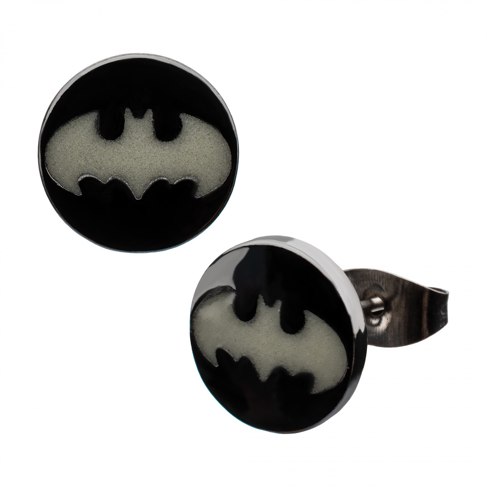 Batman Bat Emblem Glow in the Dark Earrings Black