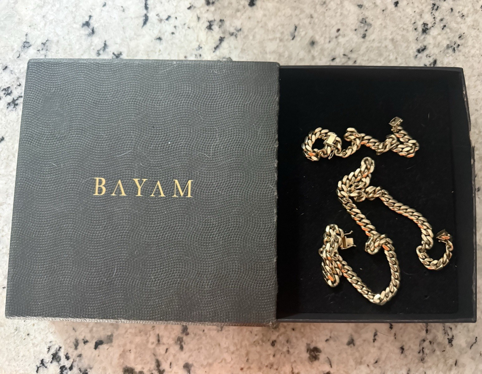 Bayam Solid 10K Yellow Gold Miami Cuban Link Chain & Bracelet Set 136g 8.5mm