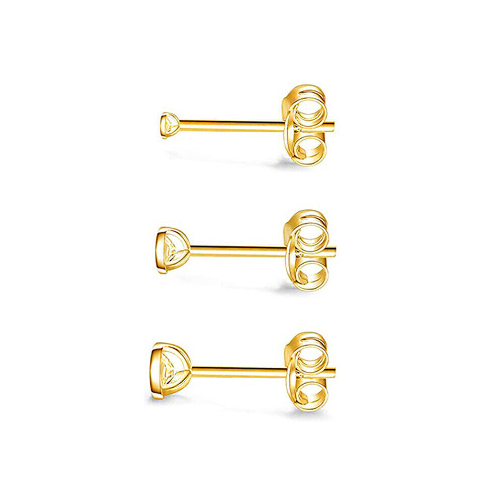 3PCS CZ Stud Earrings, Helix Cartilage Ear Piercing in Sterling Silver A4418