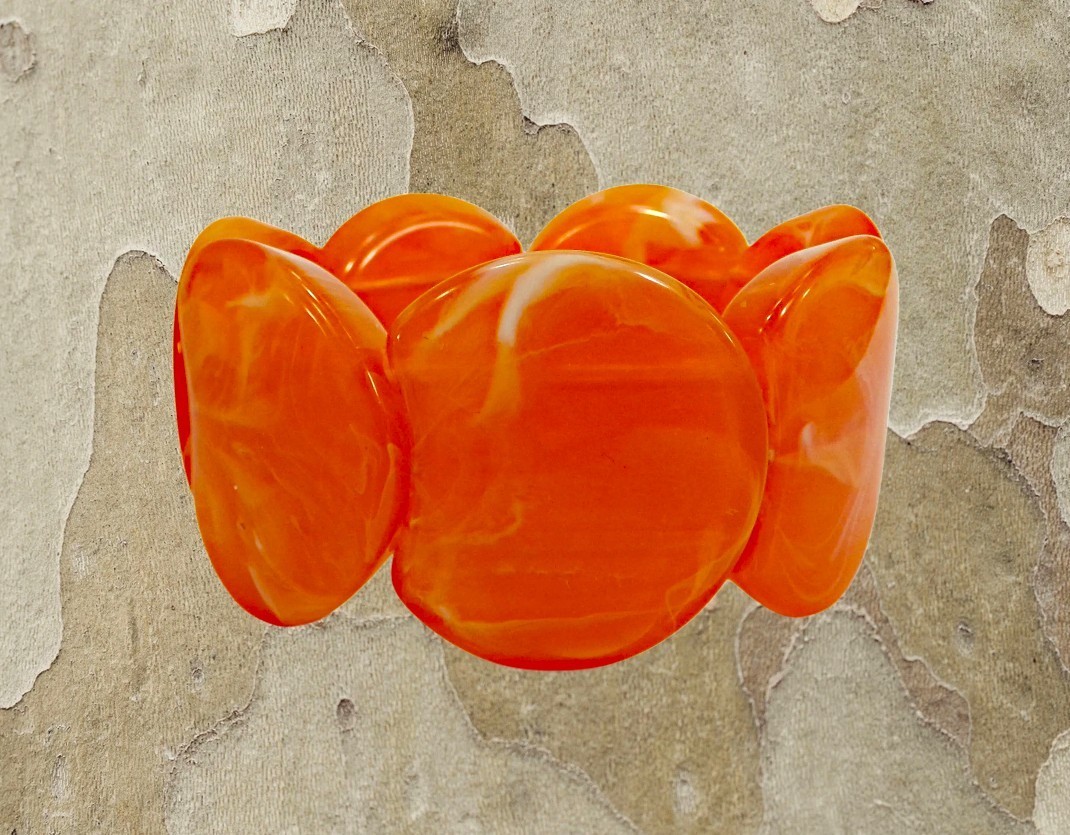 Orange Wide Chunky Stretch Statement Bracelet Bold Fashion Colorful Jewelry New