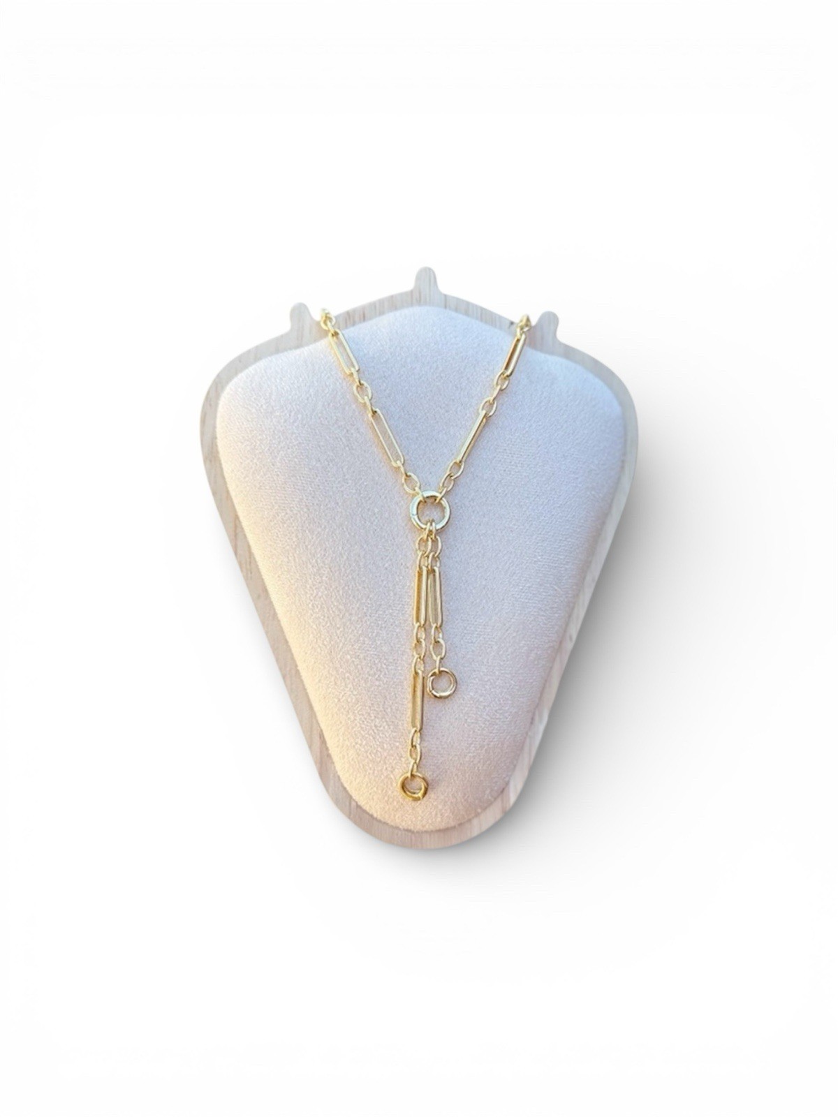 14k Handmade Gold Filled Necklace | 19” Trombone Chain| Lariat Necklace