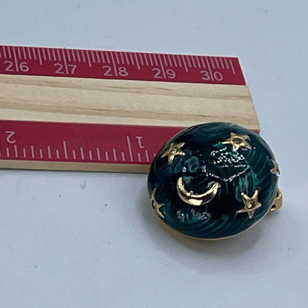 Vintage Celestial themed enamel dome clip earrings