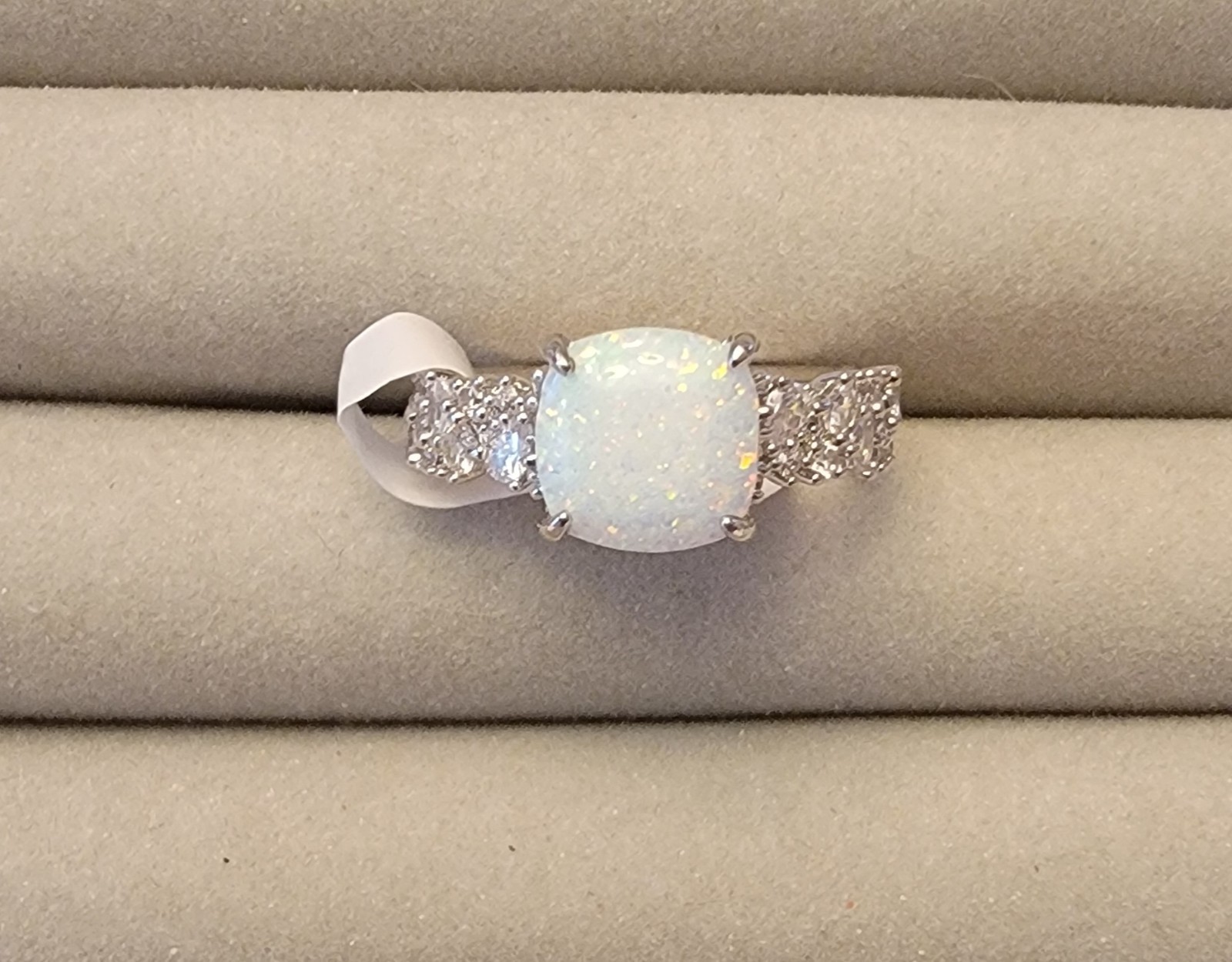 Jewel Bomb Party Ring Size 7 Shimmering Bliss OG Opal With Rodium Plating