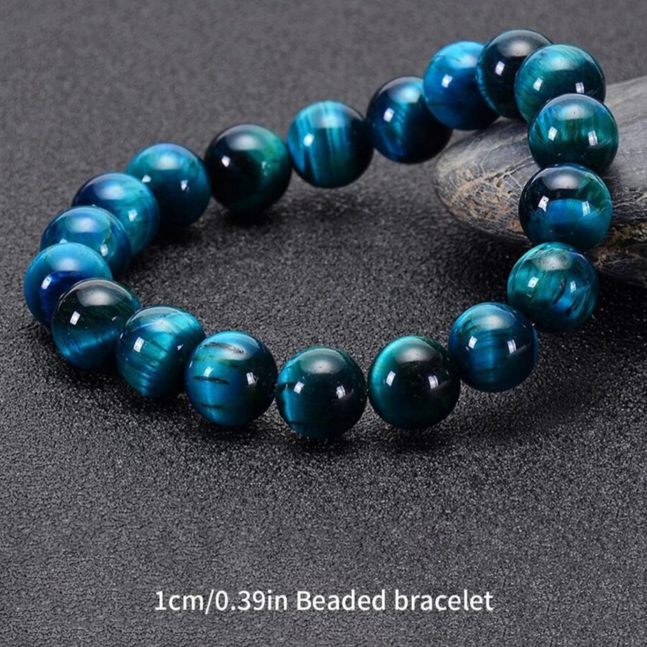 1Pc Blue Tiger Eye Stone Beaded Bracelet 6/8/10mm Natural Strand Jewelry