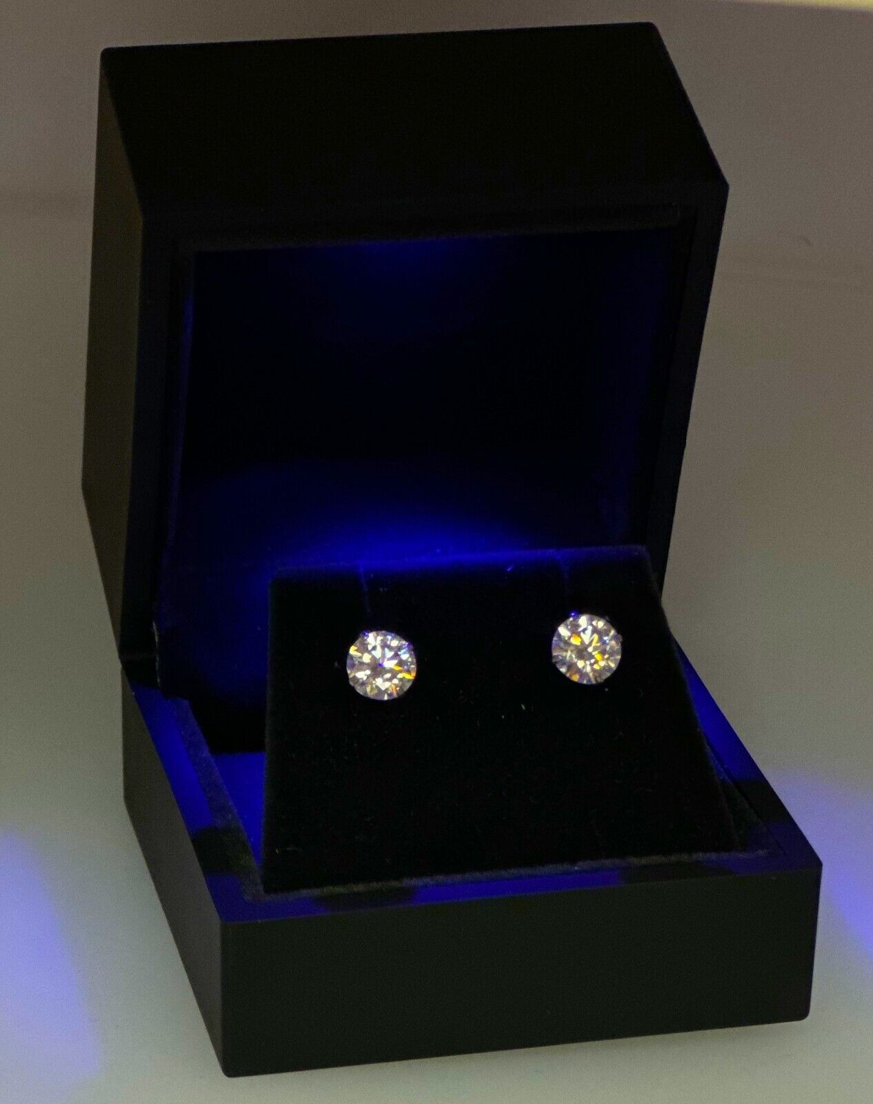 14K Gold GRA Certified D-VVS1 Round Moissanite Martini Screw Back Stud Earrings