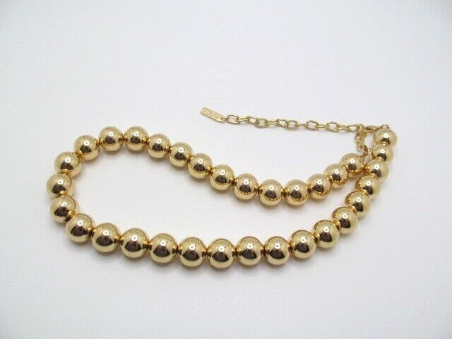 Yellow Gold Tone Sugarfix Heavy 12mm Ball Bead Adjustable Necklace 16 to 20 Inch