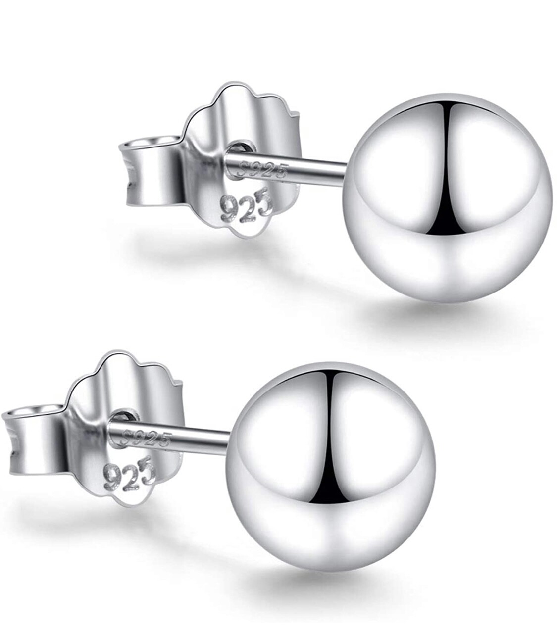 925 Sterling Silver 8MM Ball Stud Earrings UNISEX Hypoallergenic Jewelry