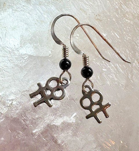 Double Venus 92.5 ear wires w/ black onyx balls Lesbian LGBT Goddess by JKL 846