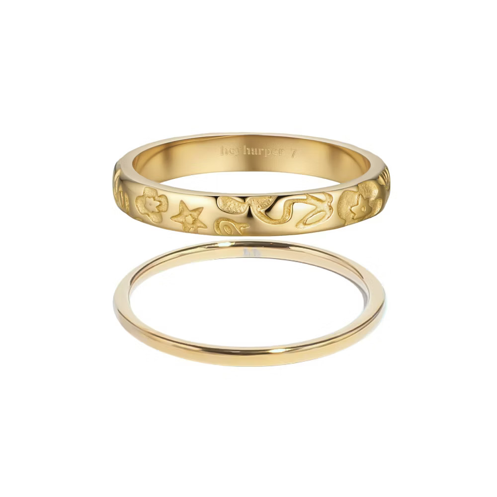 Hey Harper Aurie Ring Set – Gold Size 8