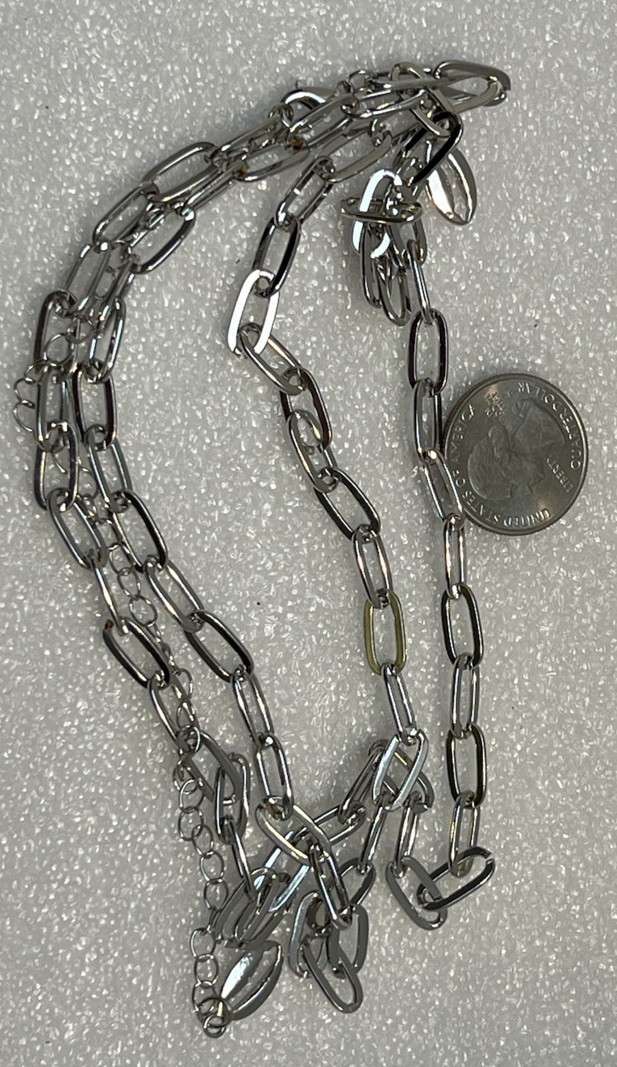 Silver Tone Paper Clip Necklace 32-39”