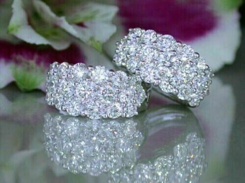2.50 Ct Round Cut Diamond VVS1/D Huggie Hoop Earrings 14K White Gold Finish
