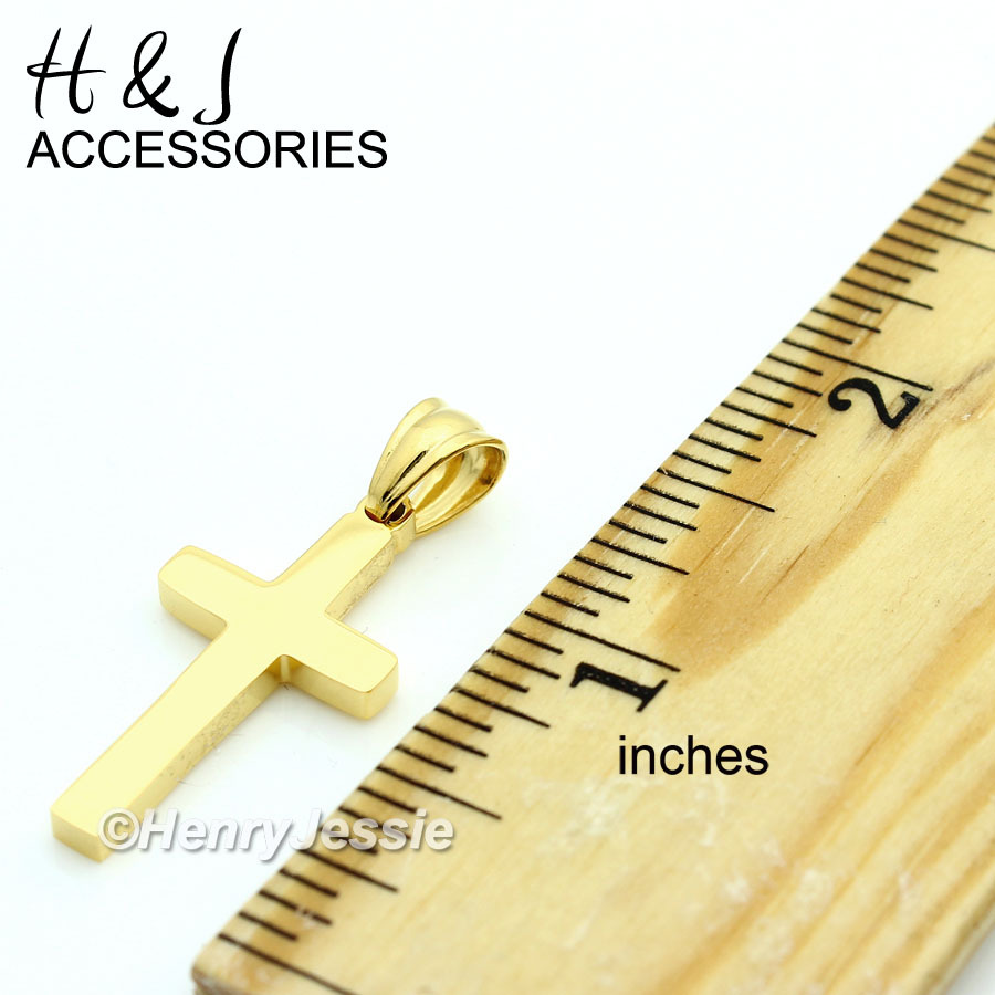 20″Stainless Steel 1.5mm Gold Plated Box Link Chain Simple Cross Pendant*GP67
