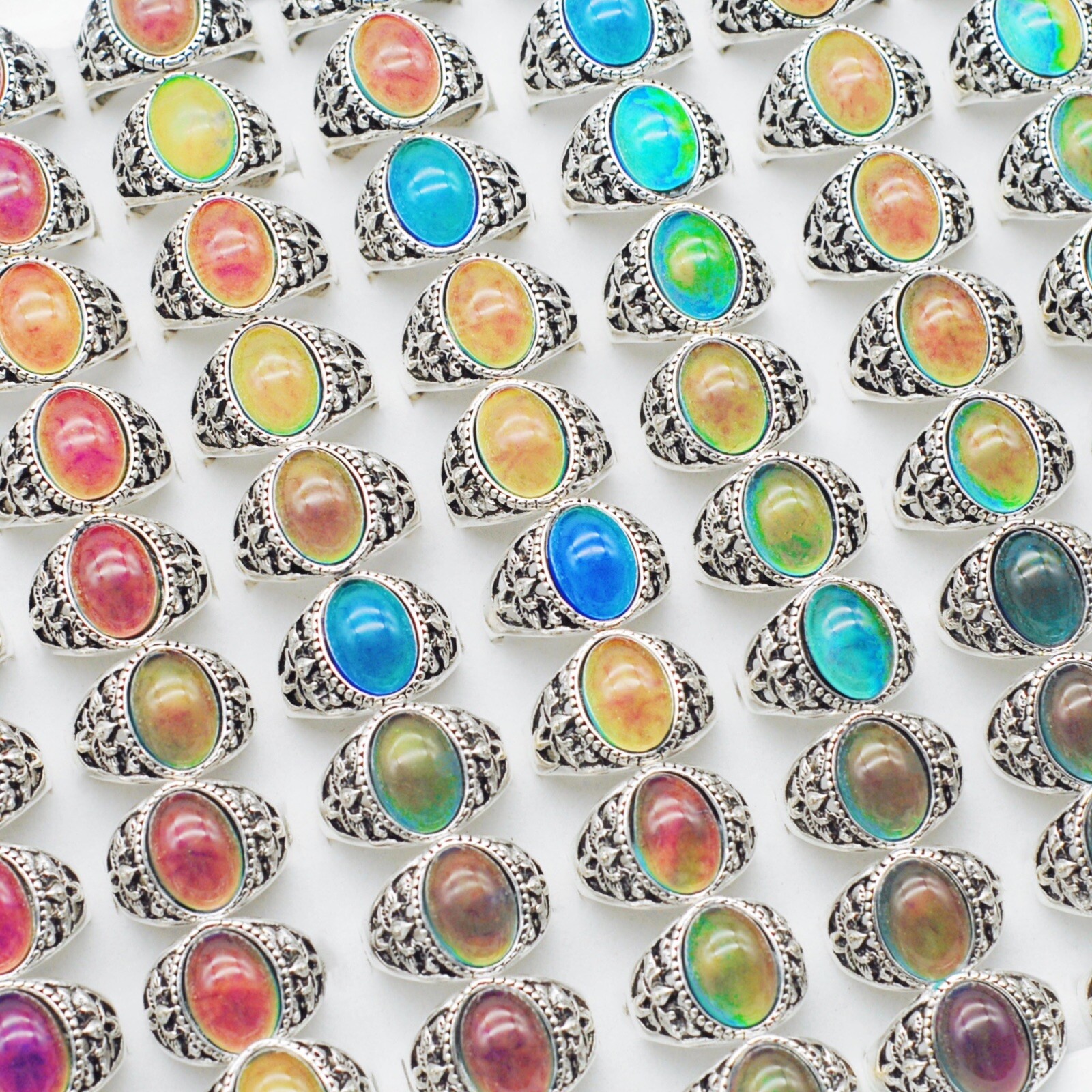 Wholesale 30pc Mood Rings Design Temperature Change Color Charm Finger Jewelry