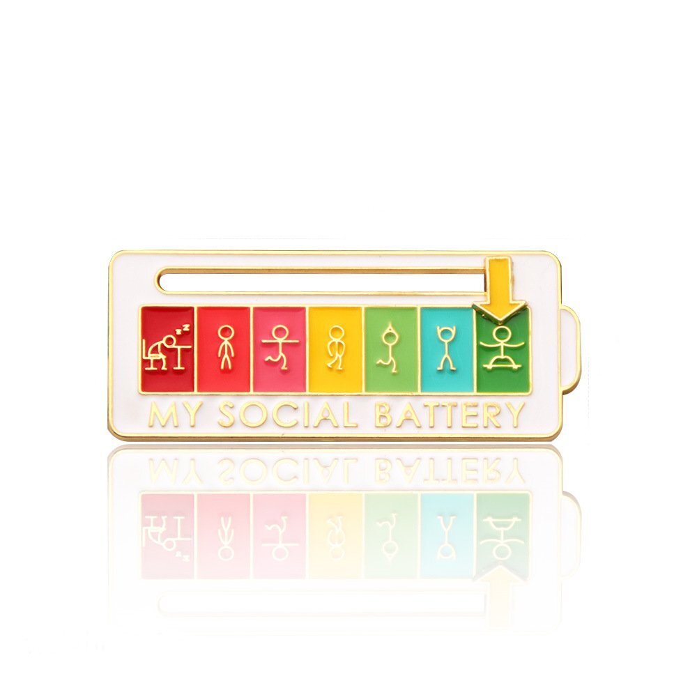My Social Battery by Stick Figure Enamel Pin