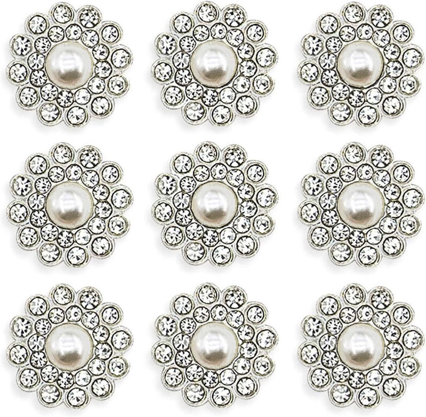 50 Pcs Pearl Rhinestone Crystal Embellishments Decoration Brooch Flatback DIY Cr