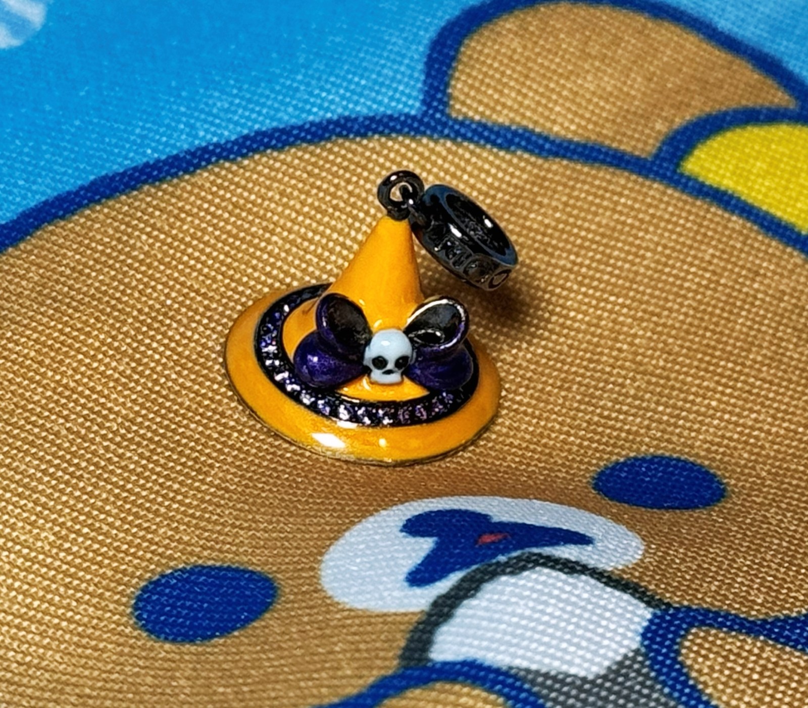 Gnoce Magic Hat Witch Skull Halloween Dangle Bead Charm Sterling Silver S925 CZ