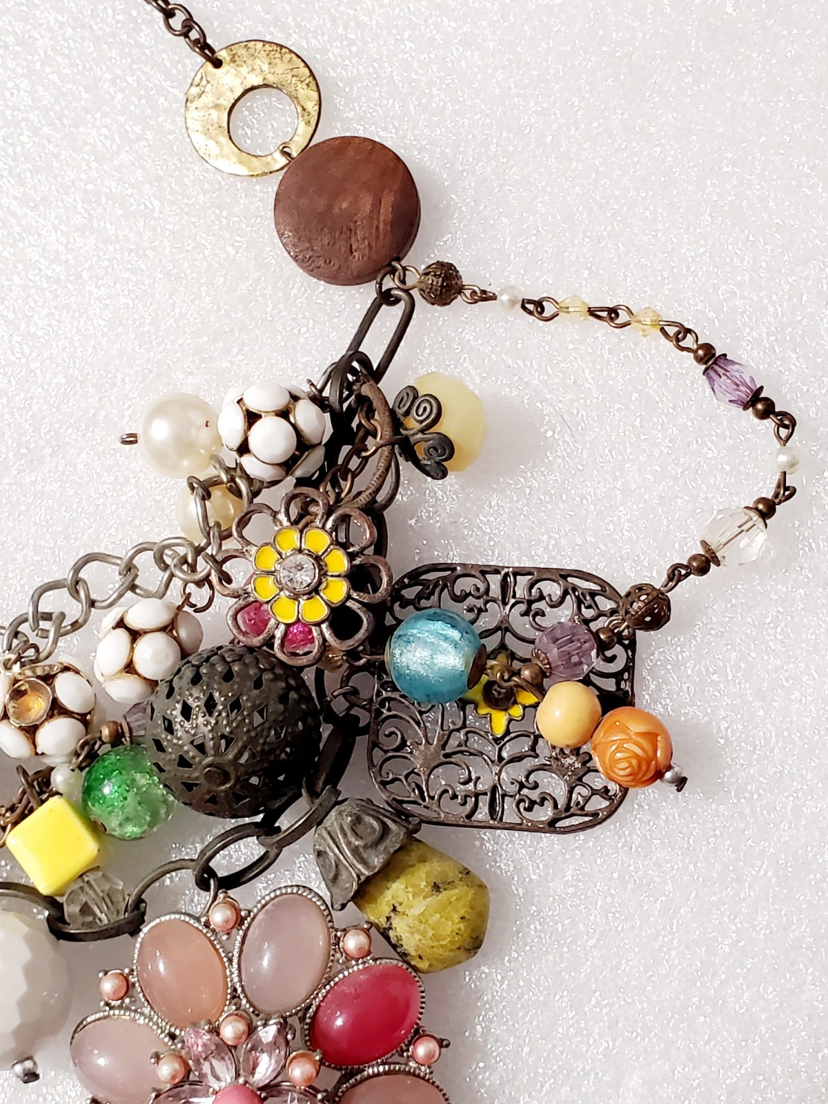 Touch Piece Multi-Charm Statement Necklace