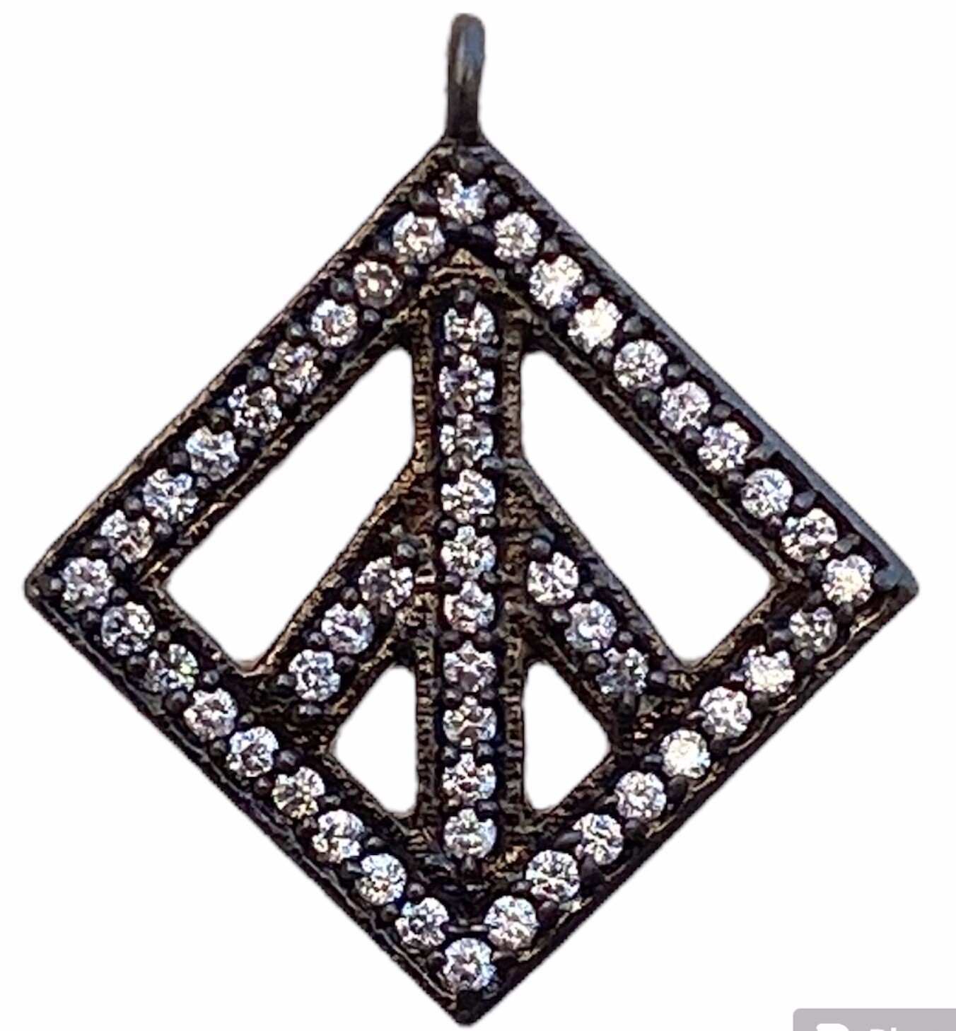Oxidized 925 Silver Plated Pendant With CZ Stone Pave Jewelry PD 146