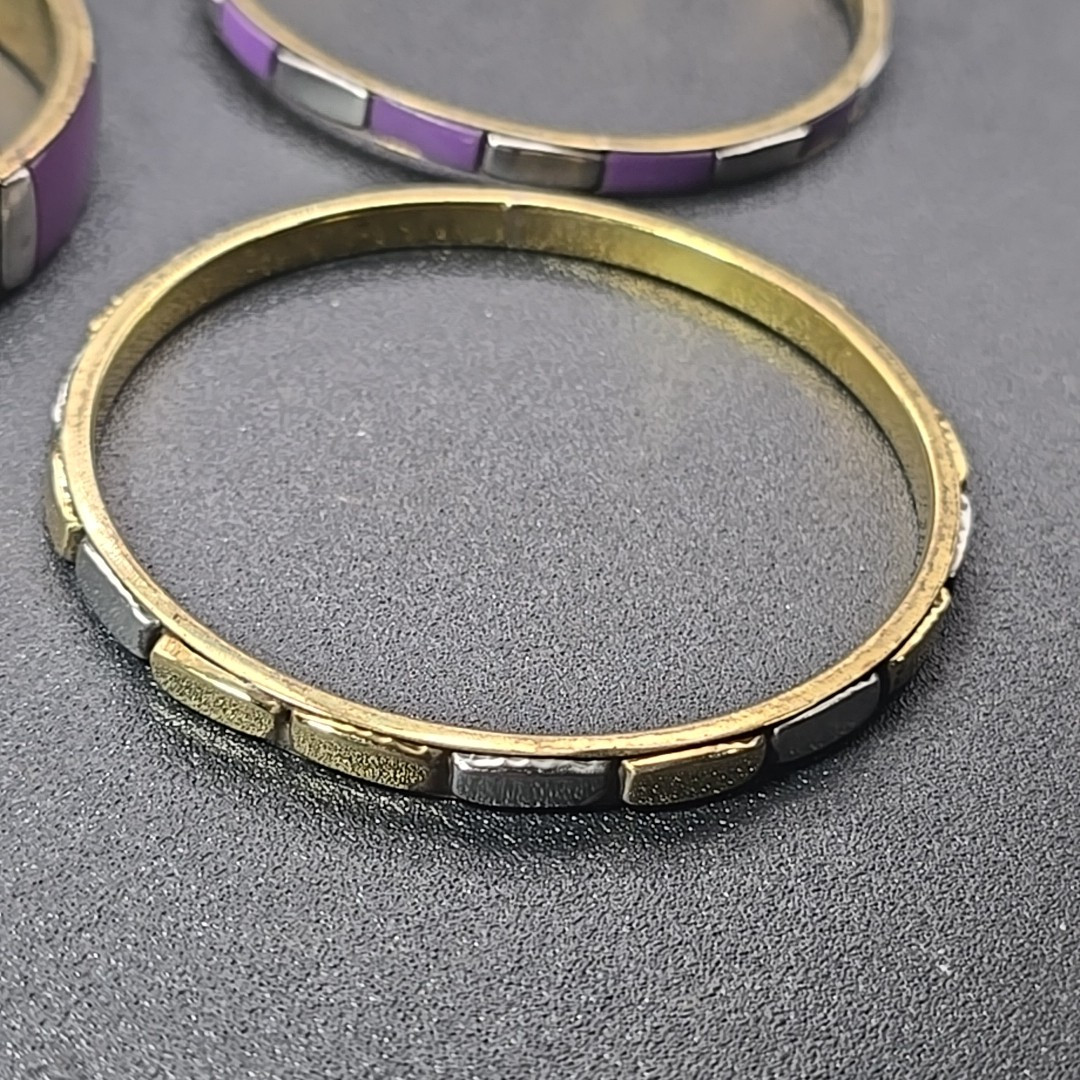 3 India Bangle Bracelet Silver Gold Purple Blue Mirror 2.5″ Diameter Antika New
