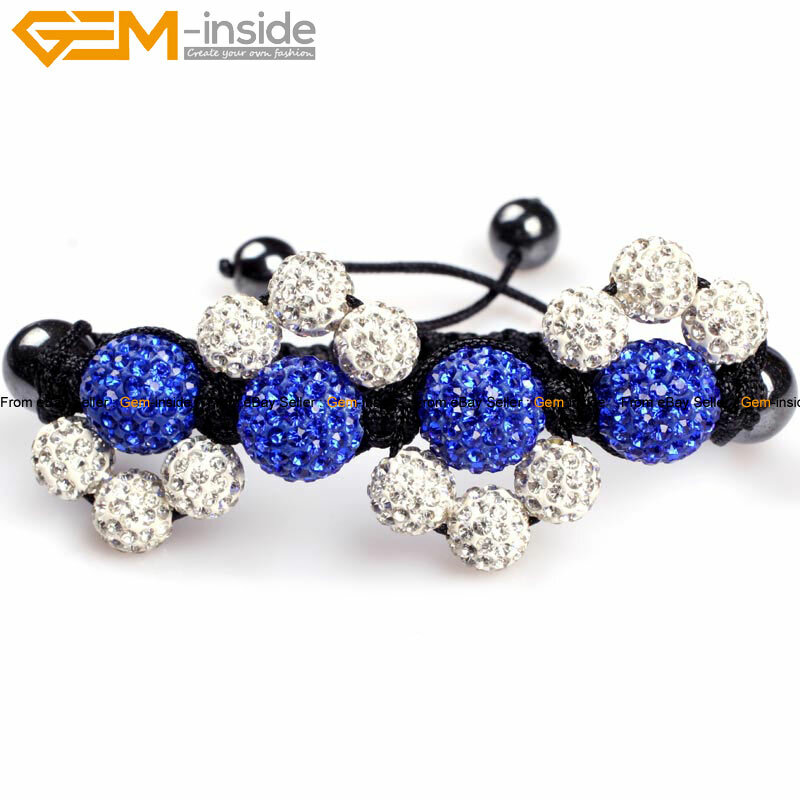 Adjustable Pave Sparkle Crystal Disco Ball Handmade Bracelet 6″-8″ 16 Beads