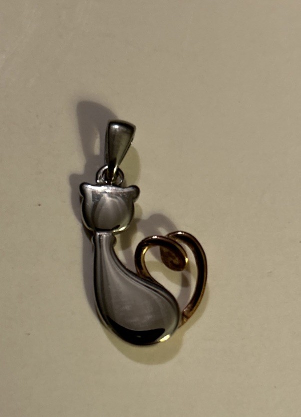 JCM Hallmark Stainless Steel Two Tone Kitty Cat Pendant