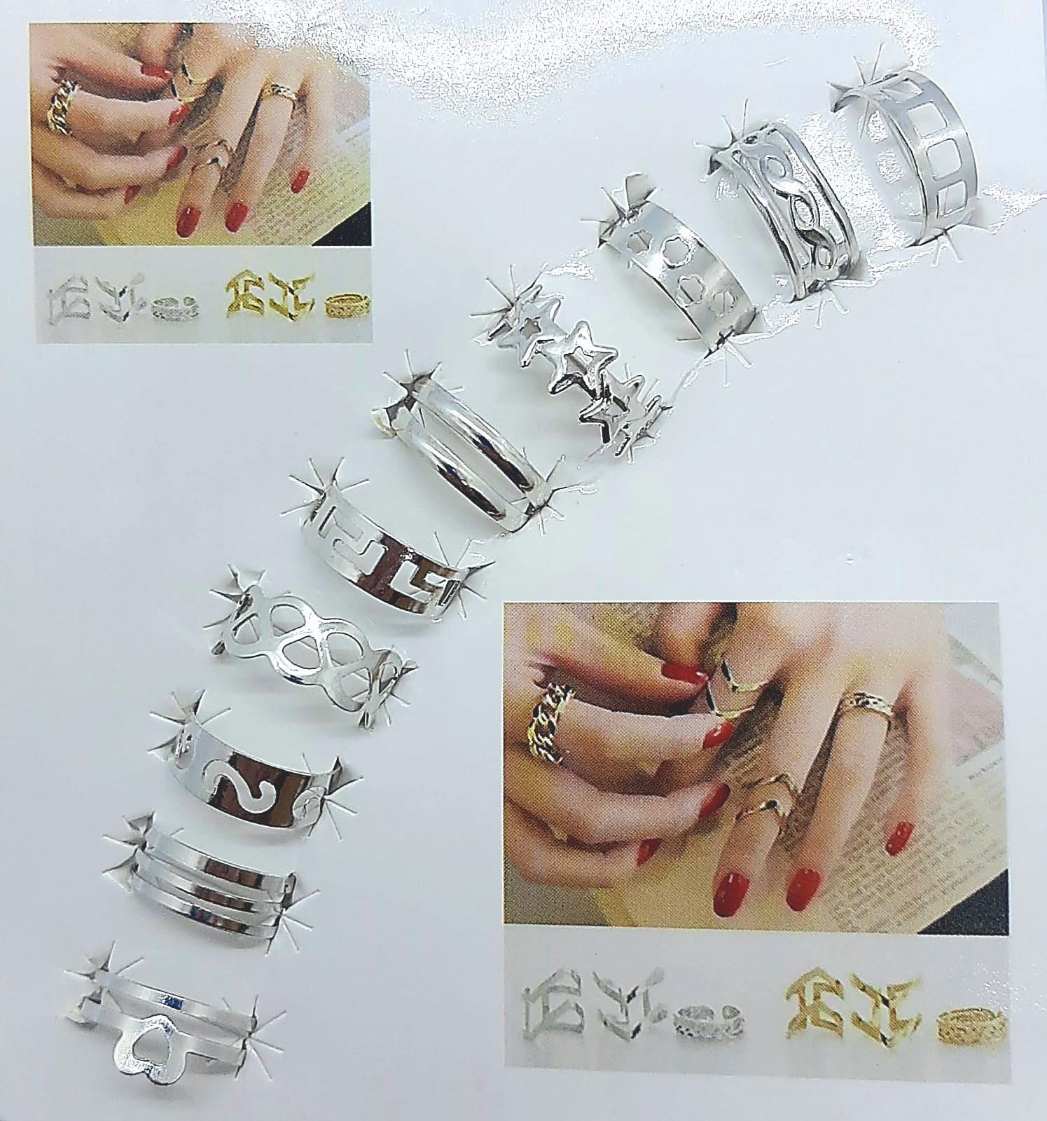 Set of 10 Silver Stainless Steel Adjustable Rings for Women – Fashion Jewelry
