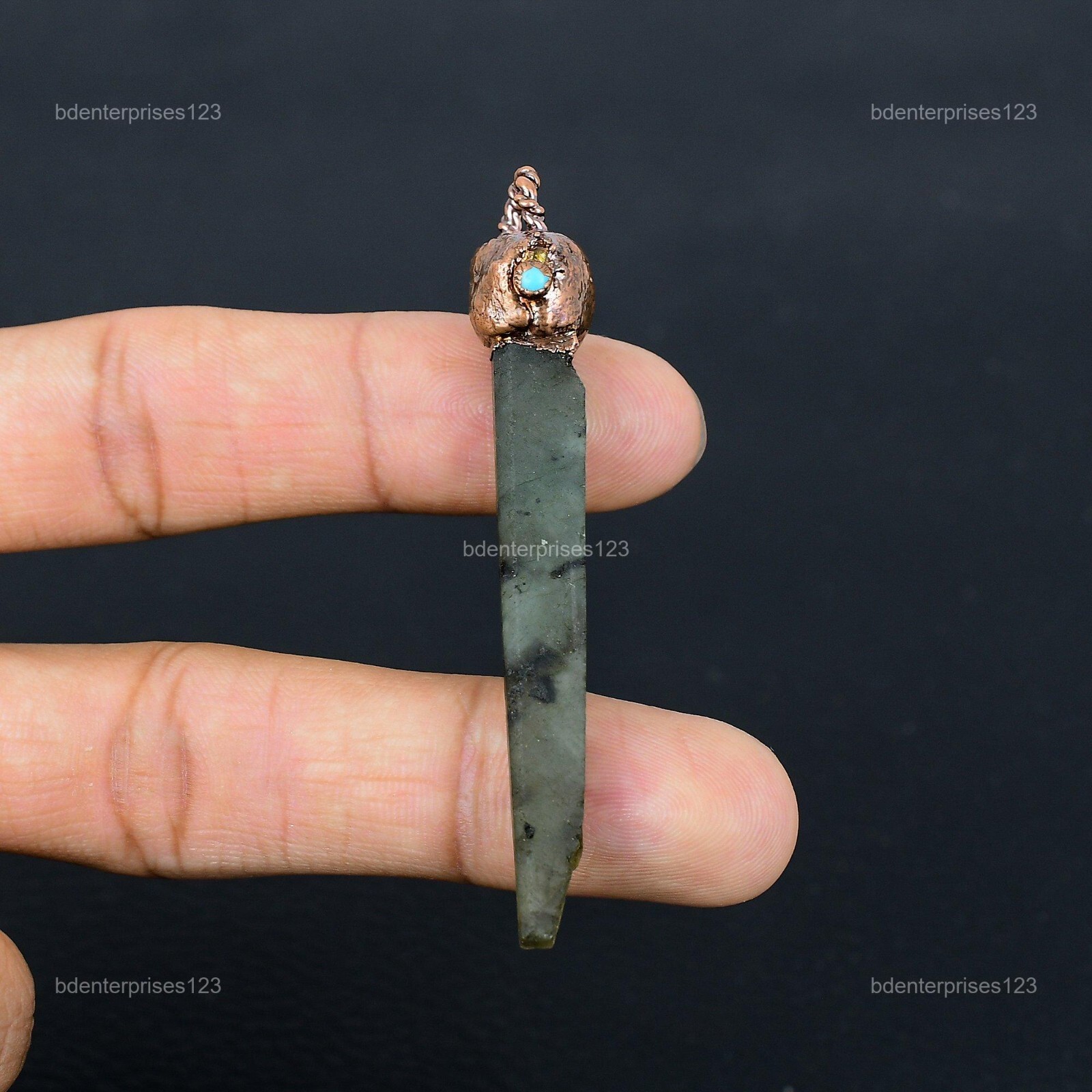 Labradorite Rough Stone Arizona Turquoise Electroformed Pendant Jewelry Copper