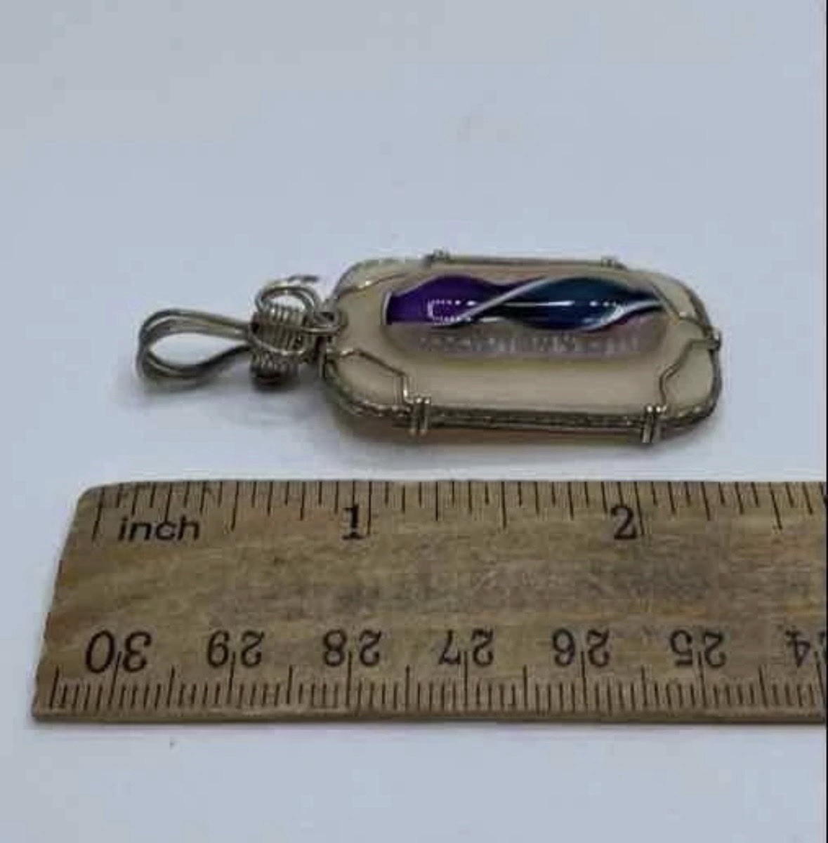 Sterling Silver Artisan Fused Glass Pendant | Handmade Wire Wrapped Stone