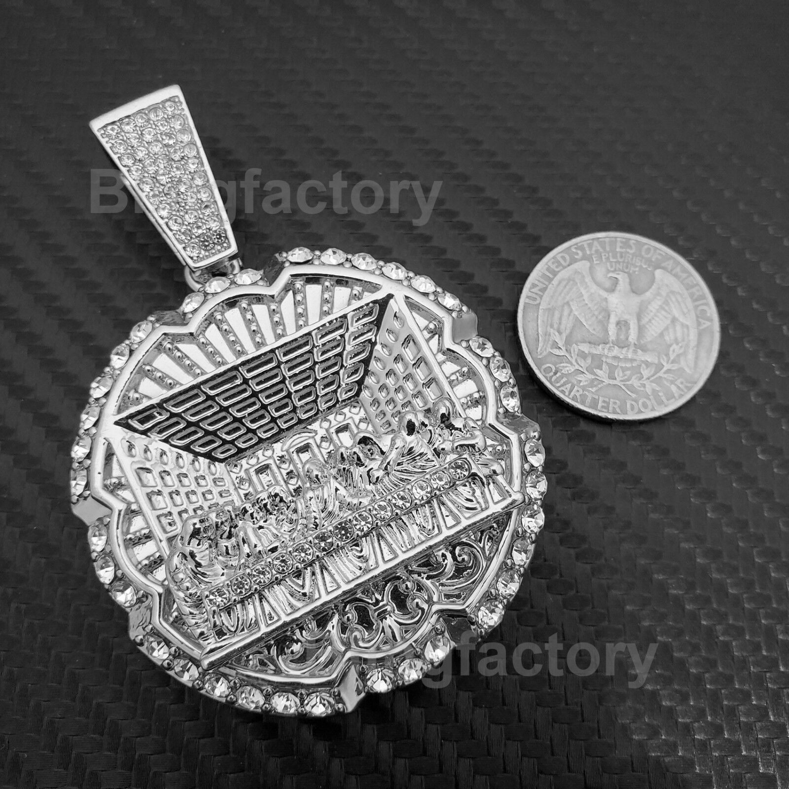 Silver Plated Alloy Last Supper 20″ 30″ Iced 4 Row Cubic Zirconia Chain Necklace