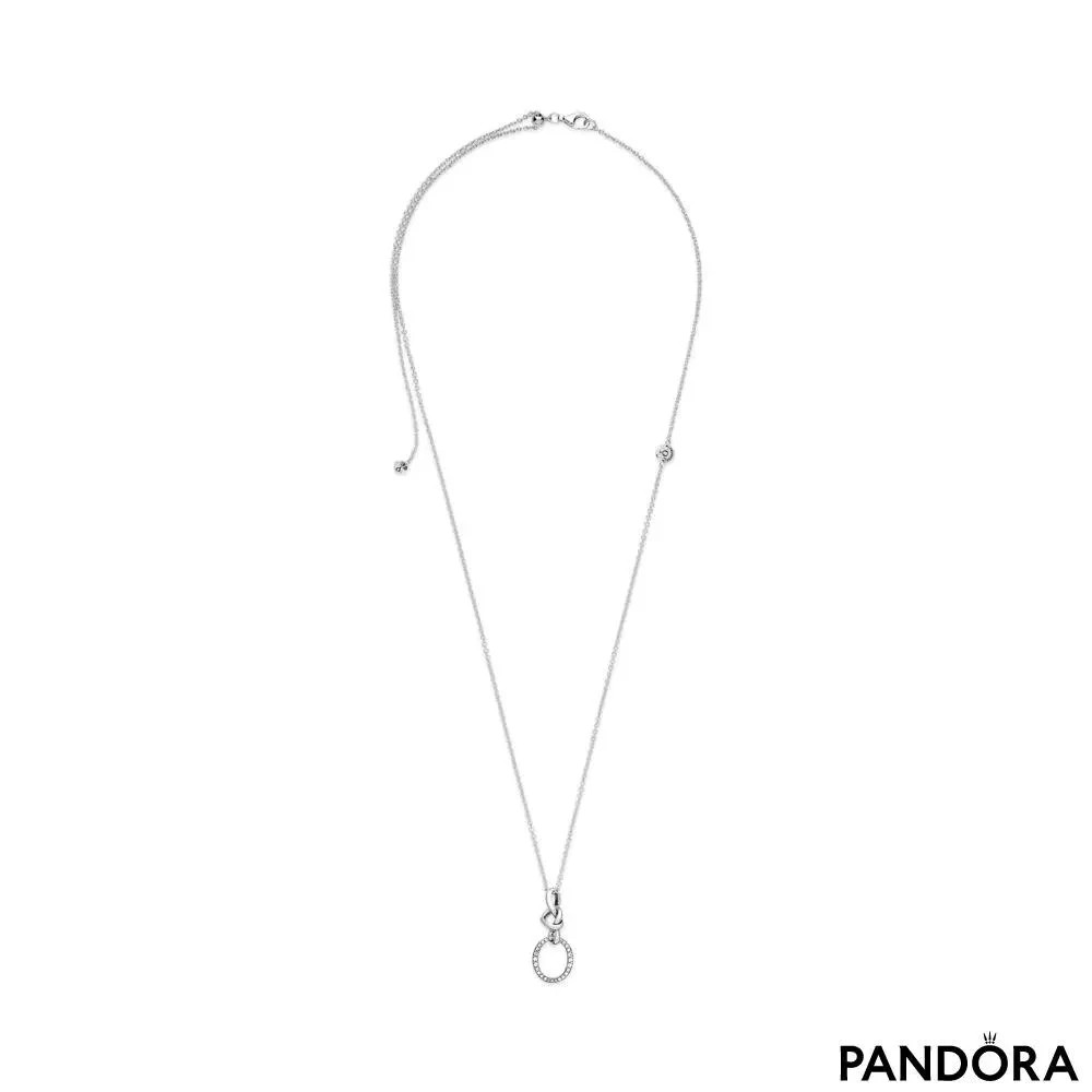 NIB PANDORA Knotted Heart Pendant 925 Silver Necklace 23.6″ Valentine’s Day Gift