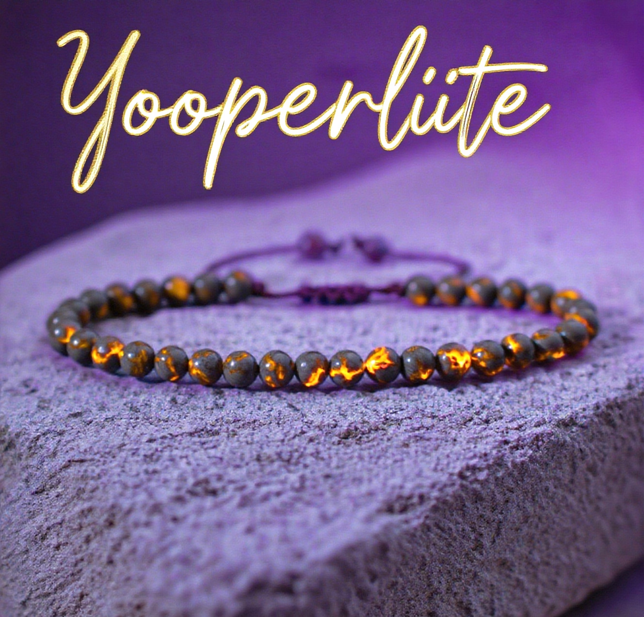 Natural Yooperlite Dainty Bracelet UV Reactive Flame Stone Delicate Bracelet