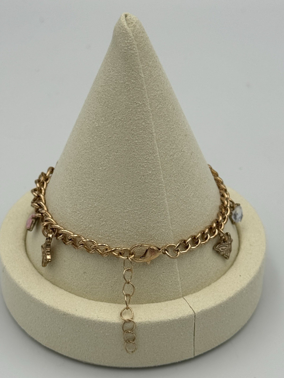 Wicked Glinda Charm Bracelet Claire’s Ariana Grande Pink Shoe Dress Heart Rare