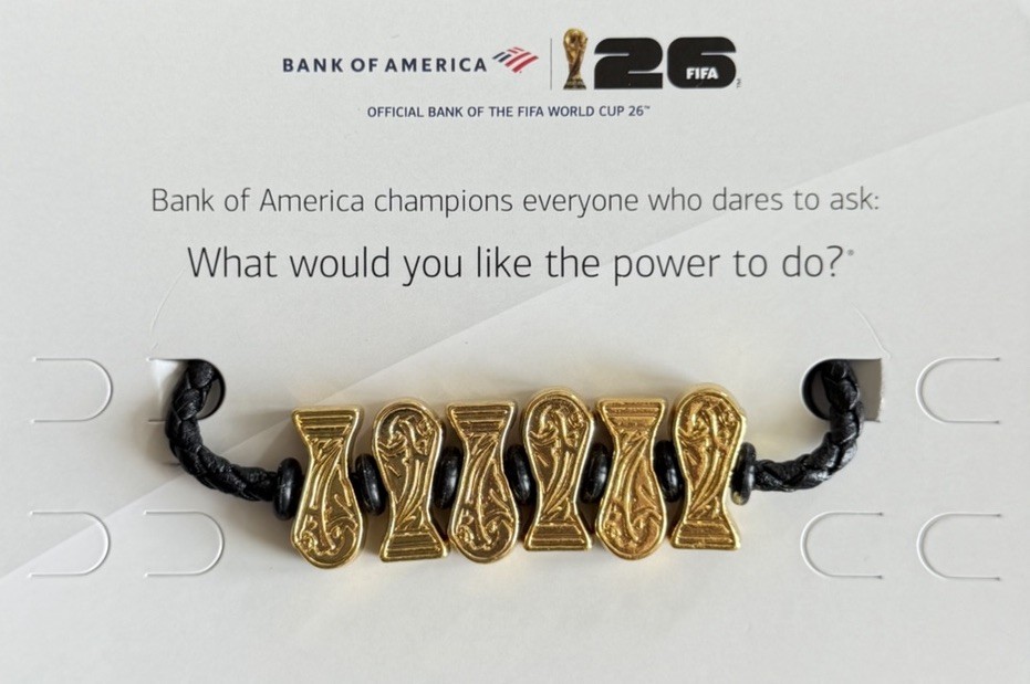 Bank of America FIFA ALL GOLD World Cup 26 TROPHY Charm Bracelet
