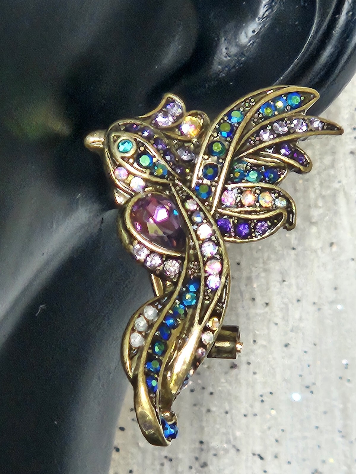 Heidi Daus Earrings Phoenix Rising Crystal Stud Bronze Tone 1-3-8 Inch NWT