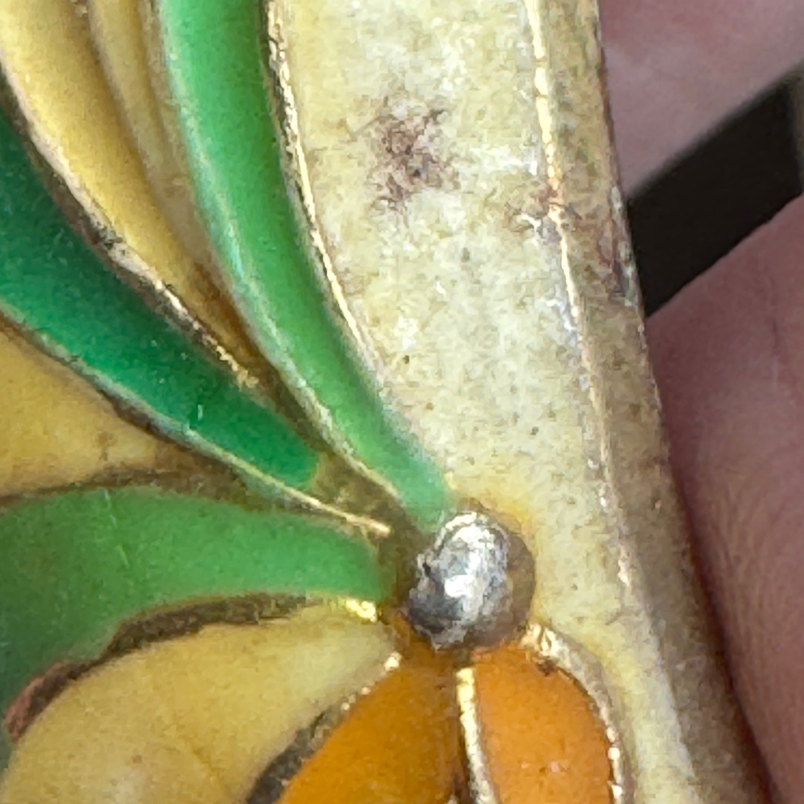Vintage Cloisonne Bangle Bracelet Hinged Brass Heated Enamel Floral Asian Art