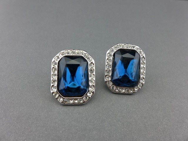 KENNETH JAY LANE KJL PRINCESS DIANA PEARL SAPPHIRE CRYSTAL NECKLACE/EARRINGS SET